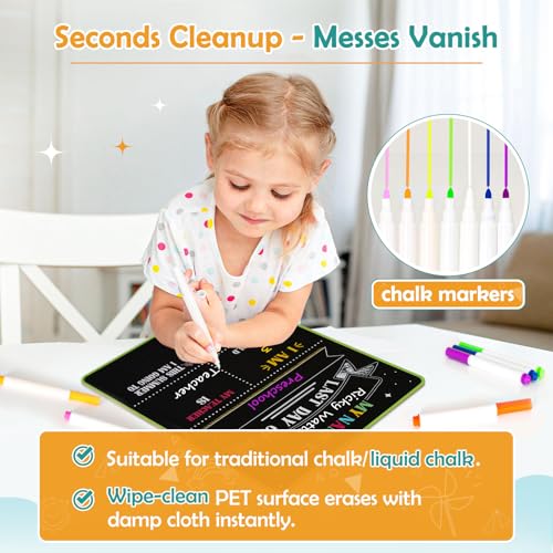 4 Thought First & Last Day of School Chalkboard Sign, 11x14 Double-Sided, Classic Grid Vertical