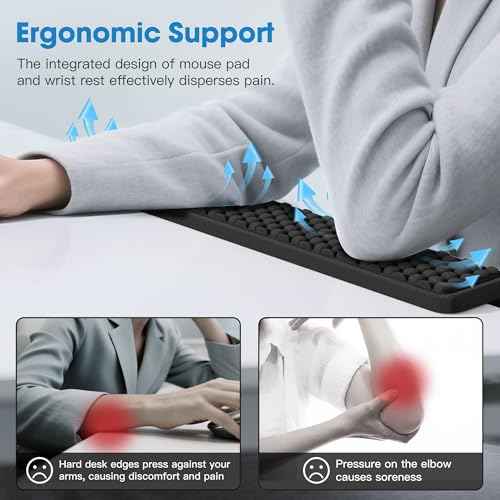 MEKASS L-Shaped Desk Long Elbow Pad for Desk, Memory Foam Elbow Support Padding with Non-Slip, Ergonomic Desk Edge Cushion, Wrist Comfort Support for Office Home (Honeycomb Texture)