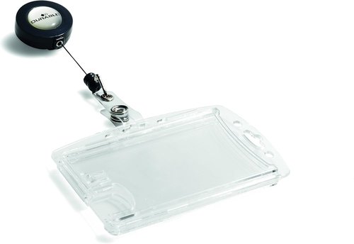 Durable Shell-Style Security ID Pass Holder 2.75" x 4.00" Inches with Retractable Badge Reel Transparent - Pack of 10 Badges - Perfect for Holding Swipe Cards, ID Cards and More.