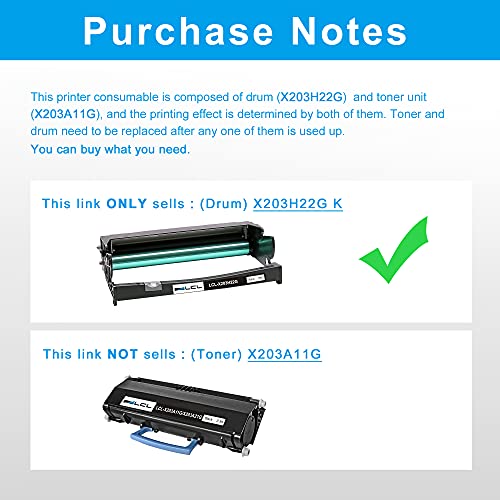 LCL Remanufactured Drum Unit Replacement for Lexmark X203H22G X203 X203N X204 X204N Printer(1-Pack)