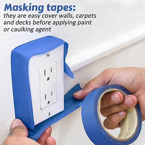 Fainne 36 Rolls Blue Painters Tape Bulk Multi Pack Safe Paint Paper Masking Tape for Wall Painting Decoration Supplies (Blue,1 Inch X 55 Yards)