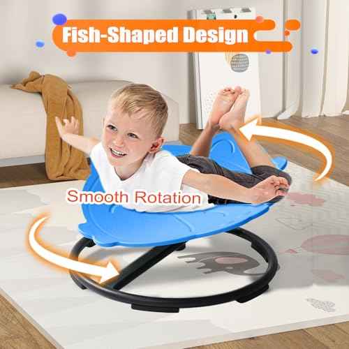 Juoe Autism Kids Swivel Chair,Kid Sensory Chair,Spinning Chair for Autistic Kids & ADHD Children,Children Training Body Coordination Autism Sensory Products for Ages 3 Years and UP(Blue)