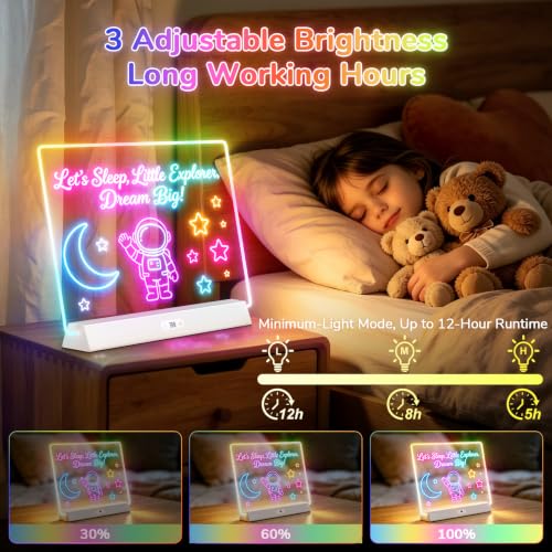 White Bailkind 17-Inch Rechargeable LED Note Board with 6 Colors & 9 Modes