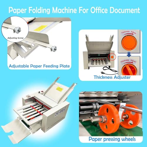 Electric Paper Folding Machine with Adjustable Speed and 2 Trays for Office & Print Shops