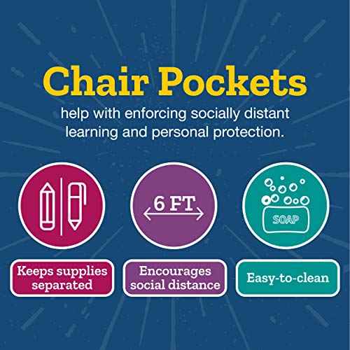 Really Good Stuff Classic Student Book Collection Chair Pockets ? 6 Pack ? Black/Purple