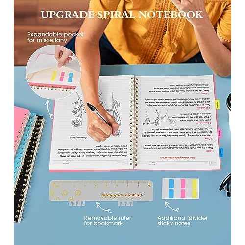 Spiral Notebook Journal 8.5¡± x 11¡±, A4 Large Pink Notebooks for Women Men, College Ruled Lined Journal, 100 GSM Paper, Plastic Hardcover Spiral Bound Journals for Work School Note Taking Business