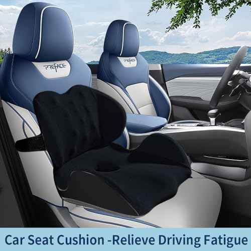Lexeme X Large Memory Foam Seat Cushion Lumbar Support Pillow for Sciatica & Tailbone Pressure Relief Coccyx Pad for Office Chair, Car,Wheelchair,Home,Office