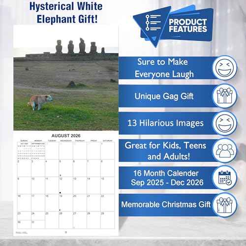 2026 Dumping Dogs in Scenic Spots Monthly Wall Calendar - Pooping Dogs Calendar | 12" x 24" | 2026 Prank Gift White Elephant or Gag Gift Calendar 2026