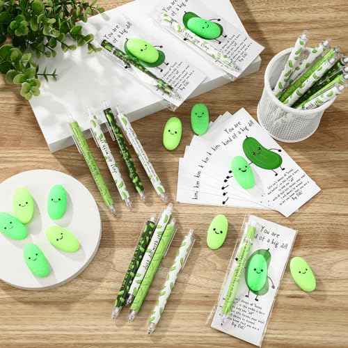 TecUnite 60 Sets Pickle Gifts Bulk Christmas Employee Appreciation Team Inspirational Pickle Pen Stress Ball Awesome Motivational Card Rad Tech Week OR Nurse Practitioner Gifts