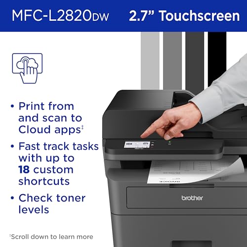 Brother MFCL2820DW Wireless Monochrome All-in-One Laser Printer with Copy Scan Fax - New Model