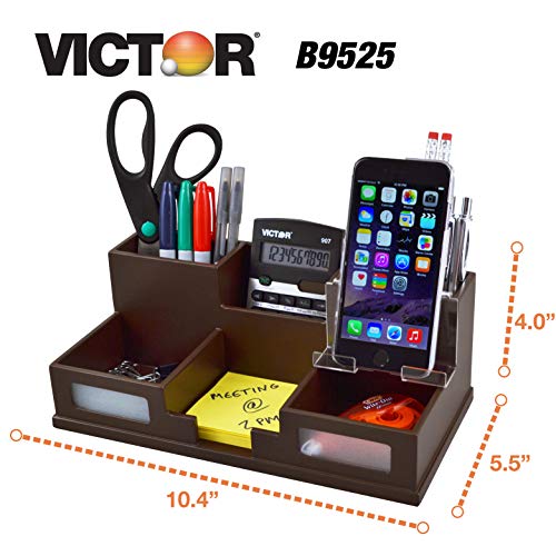 Victor Desk Organizer with Smart Phone Holder, Mocha Brown, B9525