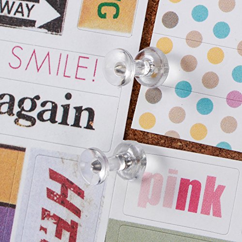Yalis Clear Push Pins 600 Count – 1 Inch Thumb Tacks with Steel Points, Reusable Jar