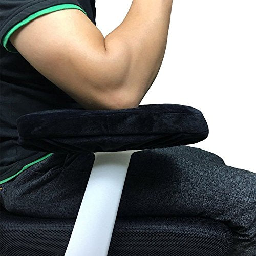 Sunnors Chair Armrest Pads – Memory Foam Elbow Pillow, Black PU (Set of 2) for 6-11 inch Armrests