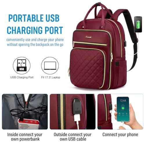 LOVEVOOK Laptop Backpack for Women, Water Resistant Travel Work Backpacks Purse Stylish Business Teacher Nurse Computer Bag with USB Charging Port, Fits 15.6" Laptop