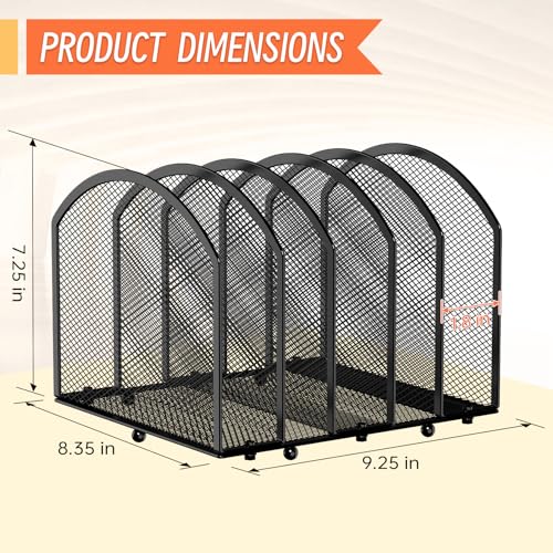MINDEPOT 5-Section Metal Mesh Desk File Organizer, Vertical Mail Sorter, Black - 1 Pack