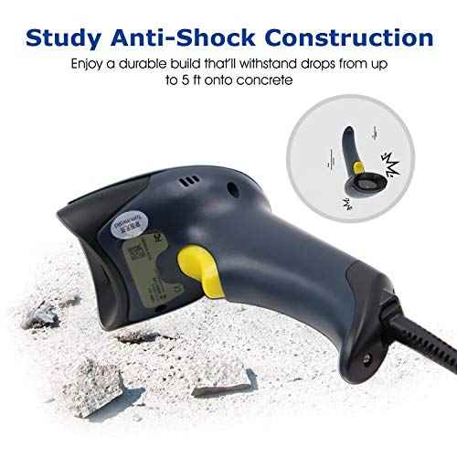 TEEMI 2D QR Barcode Scanner, USB Wired Virtual COM Port Handheld Omnidirectional Scanning, Digital Coupon Screen Code Driver License Scan for Mac OS and Android with OTG Adapter, Window PC, Linux