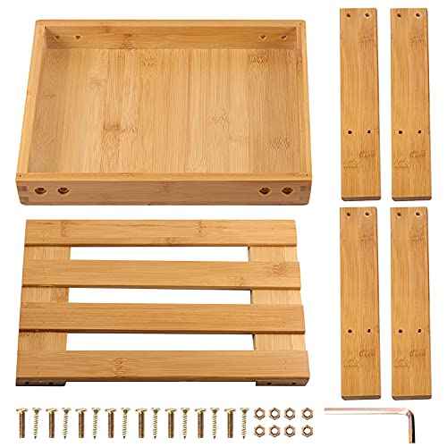 HOIGON 2 Pack 13 Inches Bamboo Step Stool, Bamboo Foot Stool with Storage Shelf, Non-Slip Stepping Stools for Home, Garden,Bathroom