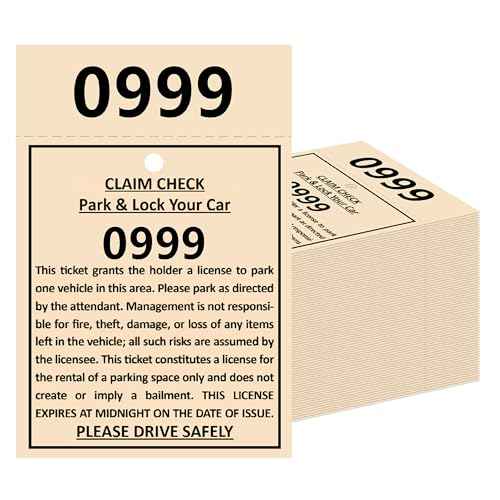 2 Part Valet Parking Tickets (2000 Tickets) with Car Diagram Valet Tags Numbered Claim Check Key Valet Stub Perforated Parking Tickets for Car Lot Business 2.36 x 3.54 Inches Heavyweight Paper (2000)