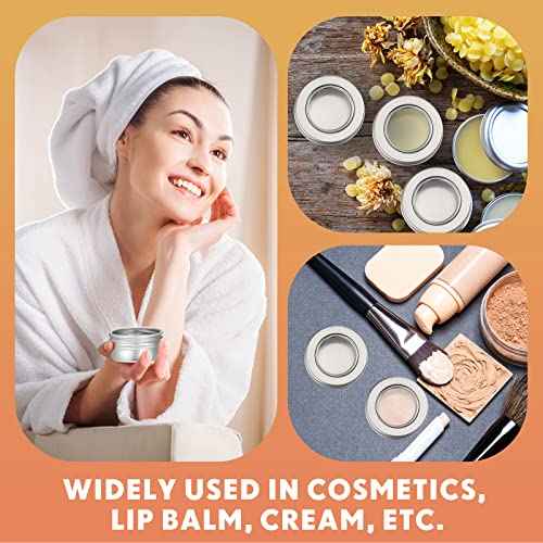 100 Pcs 0.5 Ounce Aluminum Tin Jar 15 ml Refillable Containers Clear Top Screw Lid Round Tin Container Bottle for Cosmetic, Cream, Diamond Painting, Salves, Balms, Lip Balm, Spices or Others, Silver