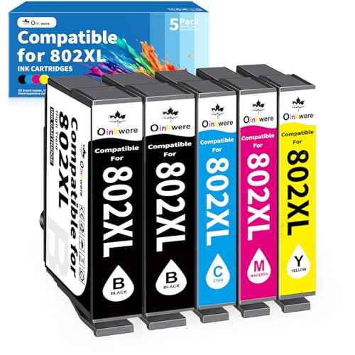 Remanufactured Ink Cartridge Replacement for Epson 802 802XL Ink Cartridges Combo Pack Compatible for Workforce Pro WF-4740 WF-4730 WF-4720 WF-4734 EC-4020 EC-4030 (5-Pack)