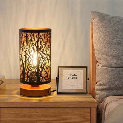 Small Industrial Table Lamps Dimmable, Bedside Lamps for Nightstand,End Table Side Desk lamp with Rustic Black Metal Cage Lampshade for Bedroom, Kids Room Living Room 2700K LED Bulb Included