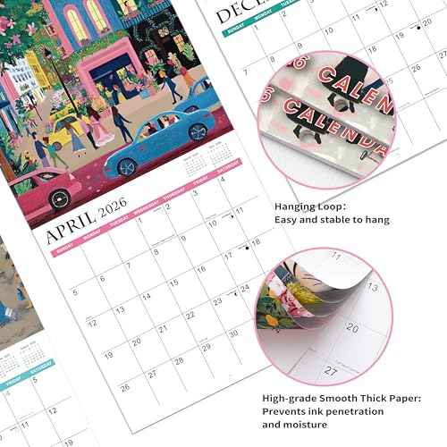 2026 Calendar - 2026 Wall Calendar 12 months from Jan. 2026 - Dec. 2026, 12" x 24" (Open), Colorful Landscapes Wall Calendar with Thick Paper & Marked Holidays