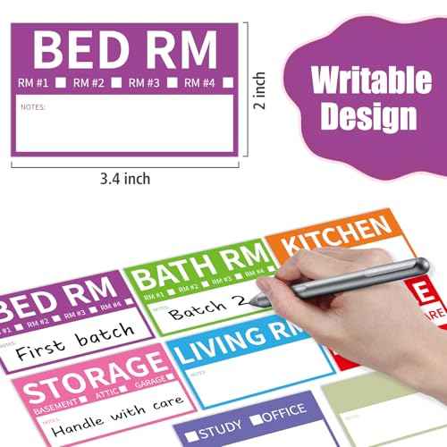 170 Home Moving Labels, 3.4 x 2 inches, 8-Color Coded Packing Box Stickers with Fragile and Blank Customizable Labels