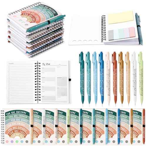 Janlaugh 60 Pcs Mental Health Awareness Gifts Includes 30 Mental Health Planners Notebook with Adhesive Notes 30 Ballpoint Pen Therapist Journal Self Care Items Positive Affirmation