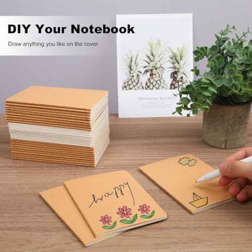 100 Packs Kraft Small Blank Notebooks, Unlined Mini A6 Journals Bulk, Blank Notepads for Kids Student Back to School, Office, Sketching, Drawing, Writing Supplies, 5.5" X 4", 30 Sheets/60 Pages