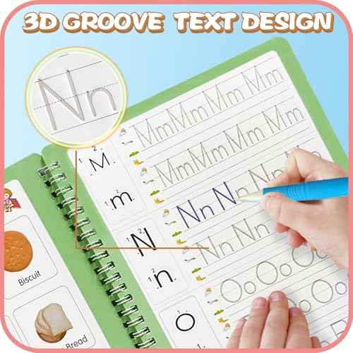 Magic Practice Copybook, Reusable Writing Practice Book, for Preschool Kids Age 3-8 ?Calligraphy 9.44in¡¿6.29in(5 Books with Pens)