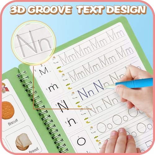 Green Reusable Calligraphy Practice Copybook Set for Kids 3-8 with Pens