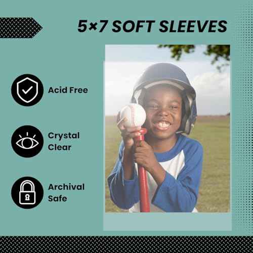 (100 Count) Display Zone 5x7 Photograph Sleeves - Crystal Clear Penny Sleeves for Pictures, Prints and Postcards - Soft Plastic Photo Protectors - Oversized Trading Card Holders