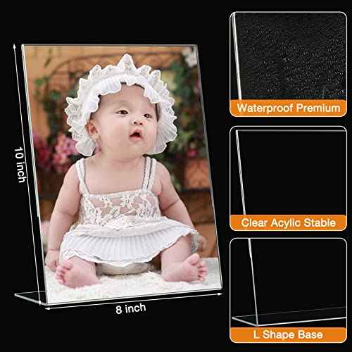 Tuanse 20 Pack Acrylic Photo Sign Holder 8 x 10 Inch Plastic Picture Frames Clear Photo Booth Slanted Back Vertical Table Paper Menu Display Stand Portrait Frames Flyer Holder for Home Office Store