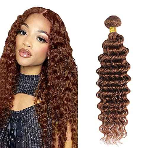 #30 Brown Bundles Deep Wave Bundles Human Hair 32 Inch Light Brown Deep Wave Bundle Unprocessed Brazilian Virgin Weave Hair 1 Bundle 50 Gram Per Bundle