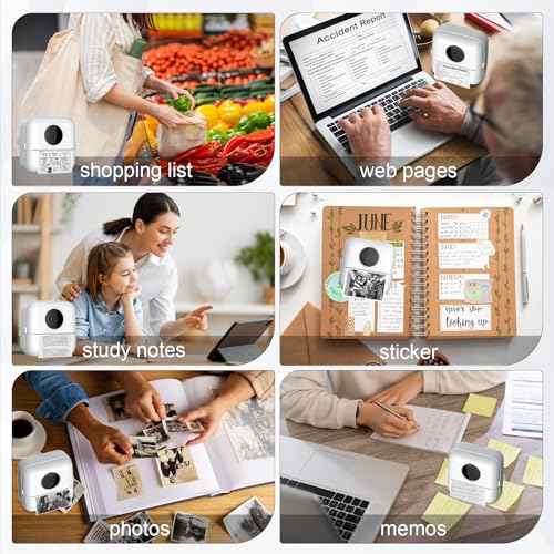 Print Pods Mini Sticker Printer Thermal Inkless Printer for iOS&Android with Hard Protection Storage Case,Bluetooth Label Maker with 11 Rolls Thermal Paper£¦Sticker for Photo Receipt DIY