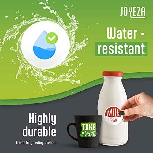 JOYEZA Premium Printable Vinyl Sticker Paper for Inkjet Printer - 80 Sheets Matte White Waterproof, Dries Quickly Vivid Colors, Holds Ink Well- Tear Resistant - Inkjet & Laser Printer
