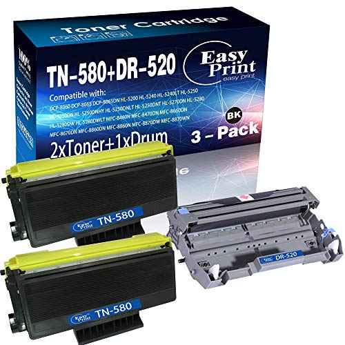 EASYPRINT Compatible Toner Cartridge Replacement for Brother TN-580 TN580 TN650 TN620 and DR-520 Drum Unit Compatible with HL-5370DW HL-5340D DCP-8060 DCP-8065DN HL-5240 HL-5250DN MFC-8660DN