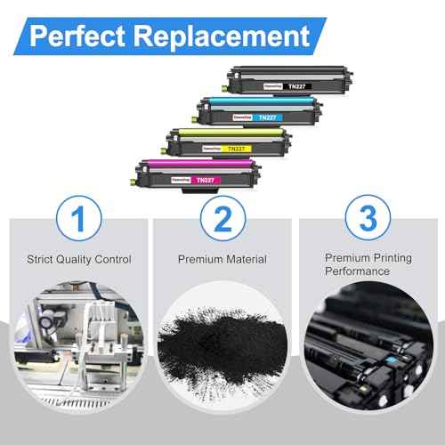 TN227 Toner Cartridge High Yield Replacement for Brother TN-227 TN223 TN 227BK 227C 227M 227Y to Use with Brother HL-L3270CDW MFC-L3770CDW HL-L3290CDW MFC-L3750CDW HL-L3210CW Printer-4 Pack