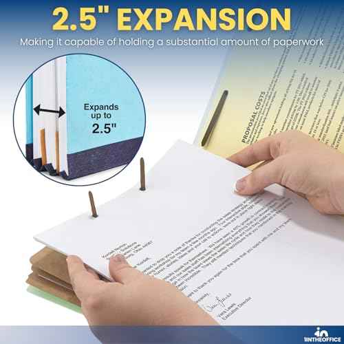 1InTheOffice Classification Folders, 2 Divider Classification Folders, File Folders with Dividers, 2.5" Expansion, Letter Size, Light Blue, 20 Pcs