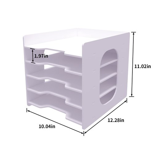 Natwind 5 Tiers Paper Organizer for Desk Desktop White File Holder Office Desk Organizer Mail Letter Tray & Paper Sorter Document Notebooks Storage Rack for Home Office School Classroom