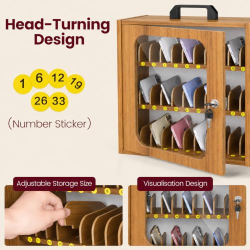 Cell Phone Locker for Classroom, Adjustable 33 Slots Box