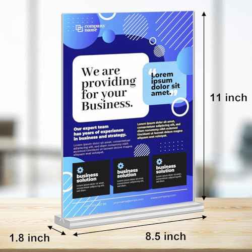 Acrylic Sign Holder 8.5 x 11,10 Pack Clear Sign Holder Double Sided Table Menu Vertical Desktop Display Stand Paper Flyer Holder Tabletop Sign Holder Suitable for Restaurants, Office, Store, Hotels