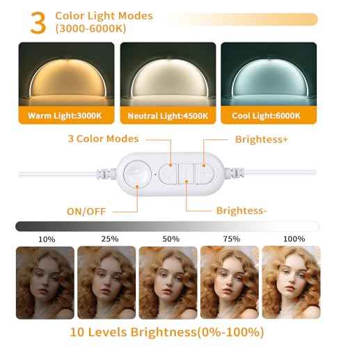 Half Moon Light for Nail Desk,29In Half Moon Lamp with Phone Holder,3000-6000K Nail Lamp Perfect LED Machine Light for Table (White)