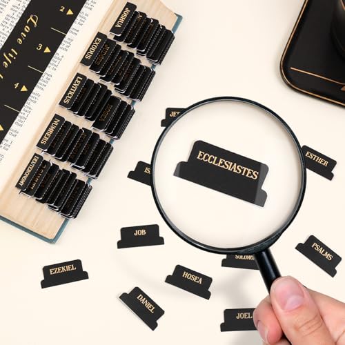 VYRANA Gold Foil Embossed Bible Tabs Set - Black, 105 Labels for Navigation & Personalization