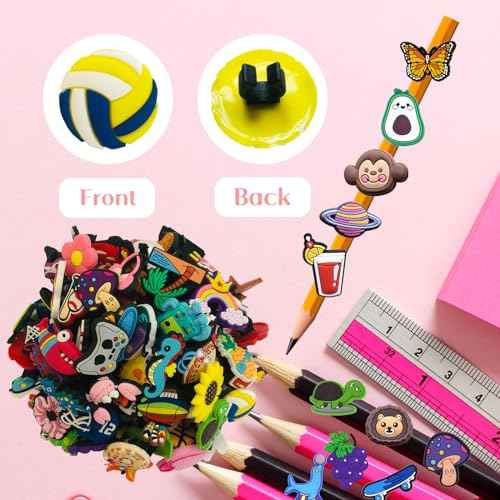 100PCS Pencil Toppers,Cute Pencil Charms for Kids Classroom Prizes & Decorations for School Supplies, Classroom Rewards Kids Incentives