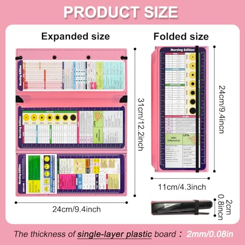 Pink Foldable Nursing Clipboard with 3-Layer Design – Vuzvuv 1pcs