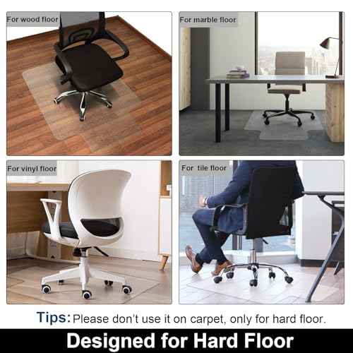 AiBOB Office Chair Mat for Hardwood Floor, 36 X 48 inches, Hard Floor Chair Mats Under Computer Desk, Easy Glide for Rolling Chairs