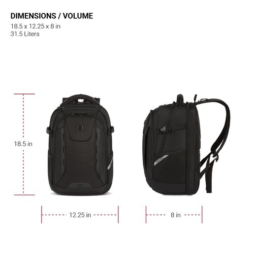SwissGear Travel Tech Pro Laptop Backpack – Fits Laptops up to 16” – ScanSmart TSA-Friendly Backpack with Multiple Organizer Pockets – Black