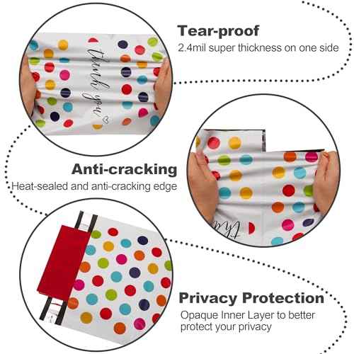 JinRuiKJ Poly Mailer 10x13 100 Pack - Shipping Bags for Clothing, Strong Thick and Self Adhesive Mailing Bags - Cute Packaging Bags for Small Business - Colorful Polka Dots