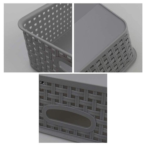 Readsky Gray Plastic Paper Storage Basket Tray, Office File Baskets, Pack of 5
